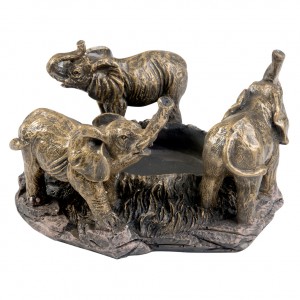 Evelots Elephants On Parade Candle Holder, Bronze Style, Decorative, Home   
